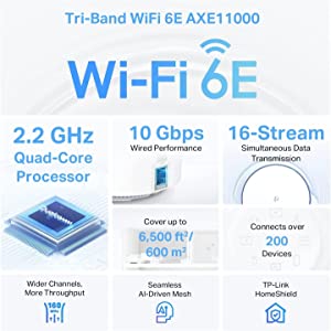 TP-Link Deco Mesh WiFi AXE11000 Tri-Band WiFi 6E Mesh Network System(Deco XE200) - Replaces Wireless Internet Router and Extender, 10Gbps Ethernet Port, Compatible with Alexa, 2-Pack AXE11000 WiFi 6E w/ 10Gbps port(2-pack)