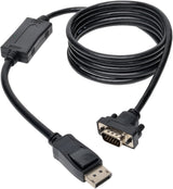 Tripp Lite DisplayPort to VGA Active Cable Adapter, DP 1.2 with Latches, DP to HD15 (M/M), DP2VGA, 1080p, Black, 6 Feet / 1.83 Meters, 3-Year Warranty (P581-006-VGA-V2) 6 ft. DP 1.2