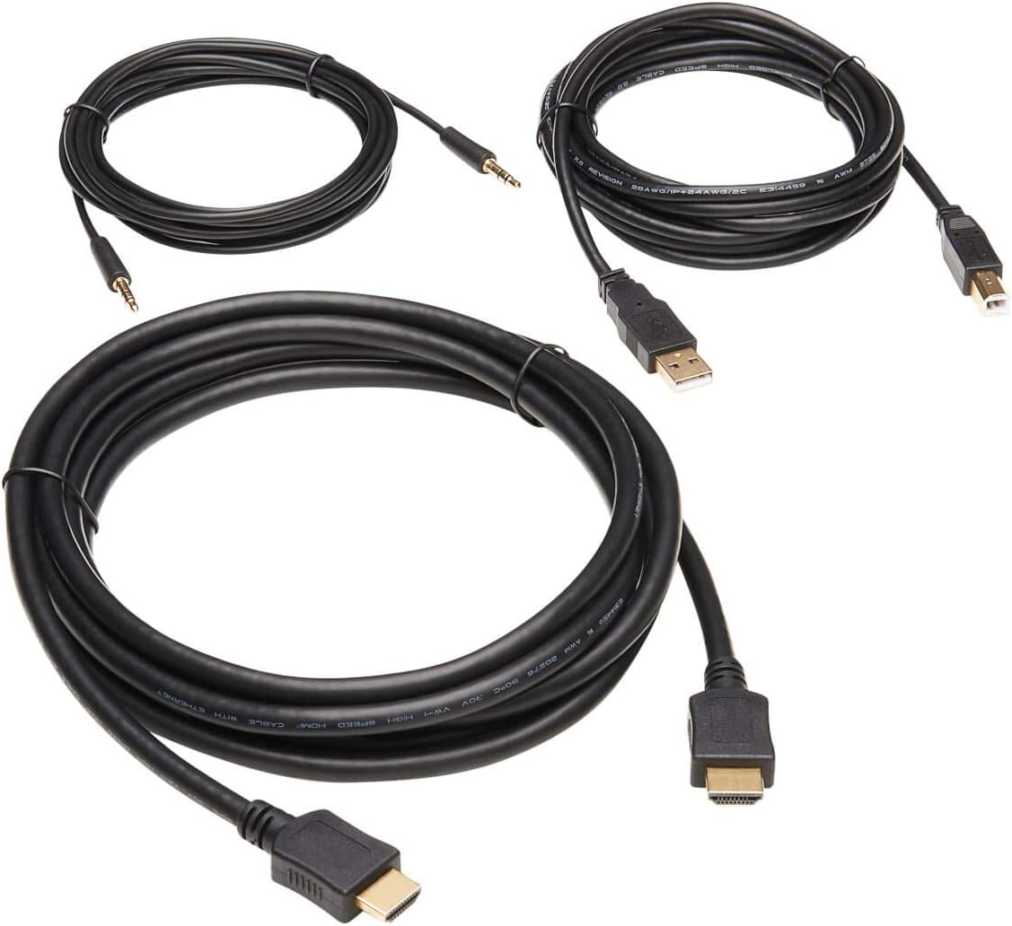 TRIPP LITE HDMI KVM Cable Kit, 4K HDMI, USB 2.0, 3.5 mm Audio Jack, 3 in 1 KVM Cable Set (M/M), 10 ft. (P782-010-HA)