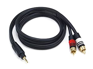 Monoprice 105597 3-Feet Premium Stereo Male to 2RCA Male 22AWG Cable - Black (3 Pack)