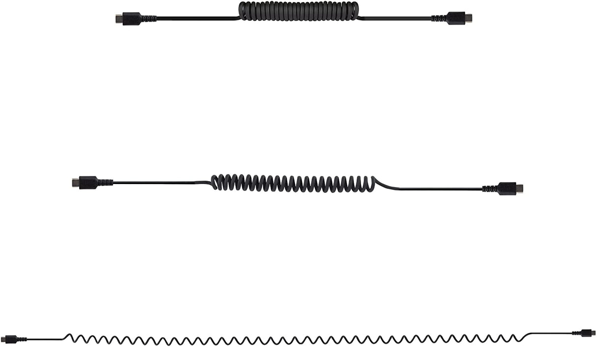 StarTech.com 3ft (1m) USB C Charging Cable, Coiled Heavy Duty Fast Charge &amp; Sync USB-C Cable, USB 2.0 Type-C Cable, Rugged Aramid Fiber, Durable Male to Male USB Cable, Black (R2CCC-1M-USB-CABLE)