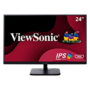 ViewSonic VA2456-MHD 24 Inch IPS 1080p Monitor with Ultra-Thin Bezels, HDMI, DisplayPort and VGA Inputs for Home and Office 24-Inch