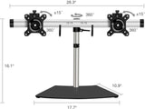 SIIG Premium Aluminum Dual Monitor Stand - 2 Monitors 13" to 27" Up To 17.6 lbs VESA 75 and 100 (CE-MT2011-S1) Dual Mount Free Stand