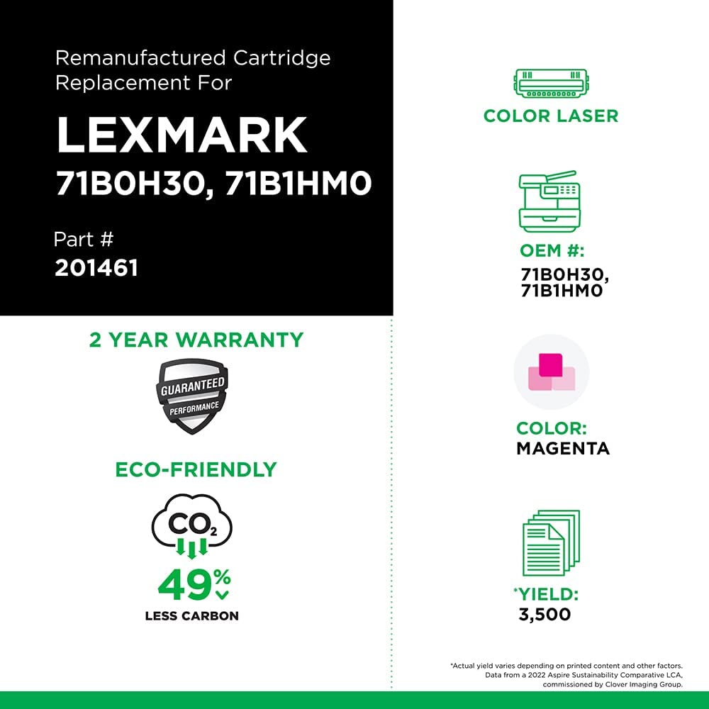 Clover imaging group Clover Remanufactured Toner Cartridge Replacement for Lexmark CS417/CS517 High Yield | Magenta