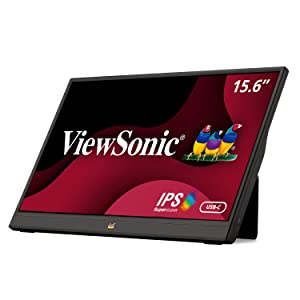 ViewSonic VA1655 15.6 Inch 1080p Portable IPS Monitor with Mobile Ergonomics, USB-C and Mini HDMI for Home and Office 15.6 Inch Standard