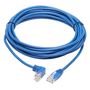 Tripp Lite Down Angle Cat6 Ethernet Cable, Gigabit Molded Slim UTP Network Patch Cable, Blue, 15 ft. (N204-S15-BL-DN) Down Angle 15-ft.