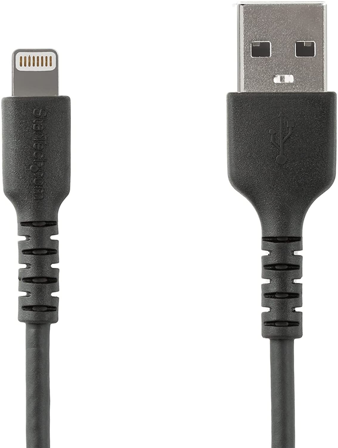 StarTech.com 3 Foot (1m) Durable Black USB-A to Lightning Cable - Heavy Duty Rugged Aramid Fiber USB Type A to Lightning Charger/Sync Power Cord - Apple MFi Certified iPad/iPhone 12 (RUSBLTMM1MB) Black 1m