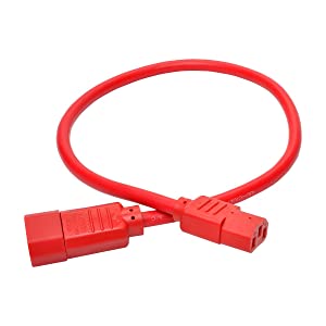 Tripp Lite 2 ft. Heavy Duty Power Extension Cord, C14 to C13, 15A, 14 AWG, Red (P005-002-ARD) Red 2 ft. Cord