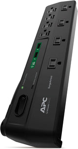 Apc Power Strip with USB Charging Ports, Surge Protector P8U2, 2630 Joules, Flat Plug, 8 Outlets 8 Outlet Protector