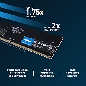 Crucial RAM 16GB DDR5 5200MHz (or 4800MHz) Desktop Memory CT16G52C42U5 16GB 5200MHZ