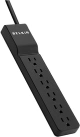 Belkin 6-Outlet Home And Office Surge Protector With Essential Power Filtration And 4ft Cord, 700 Joules, Black 4' Black