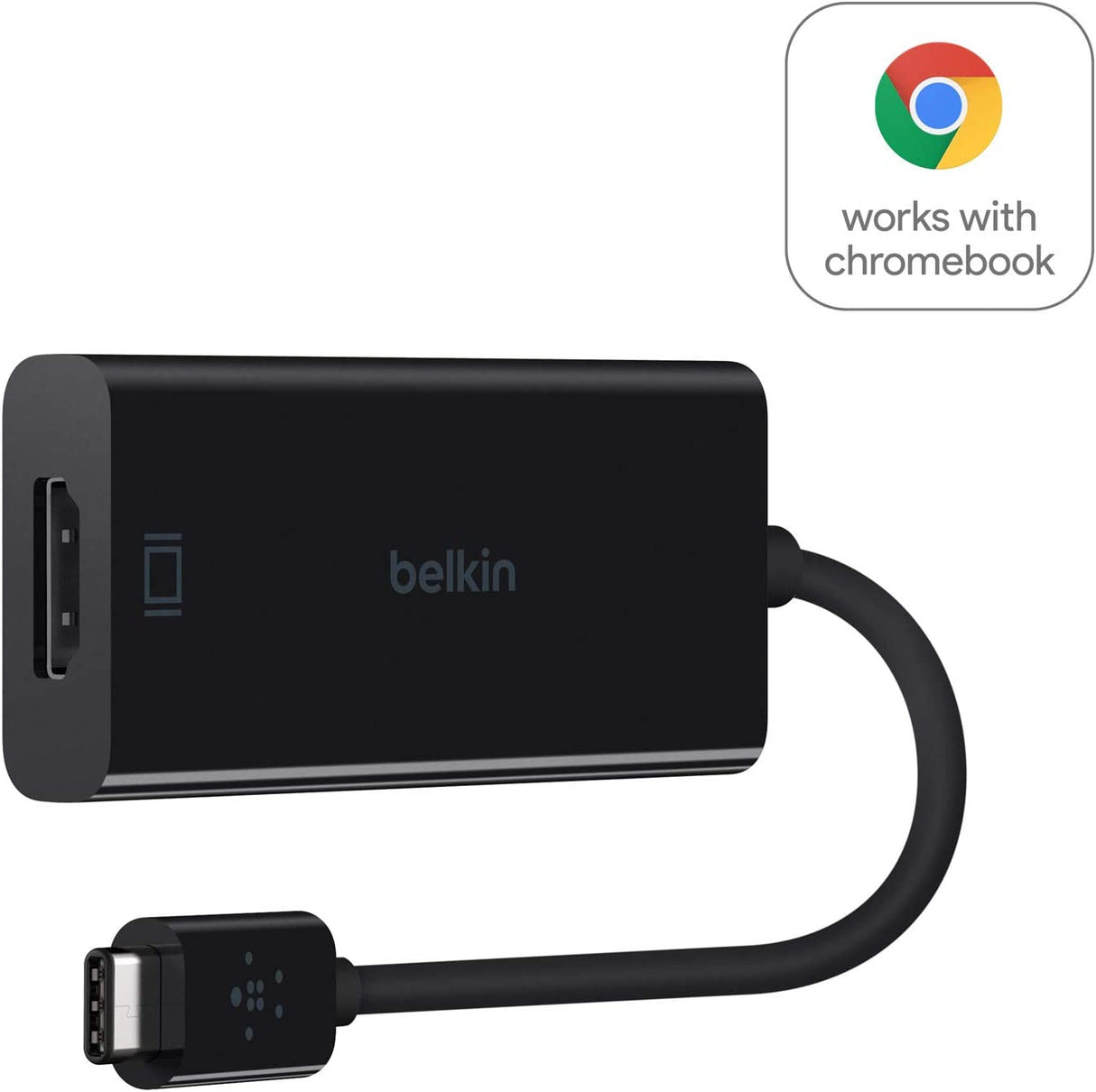 Belkin USB-C to HDMI Adapter, Works with Chromebook Certified(Supports 4K @60Hz, HDMI to USB-C Adapter, USB Type-C to HDMI Adapter), Black (F2CU038btBLK)