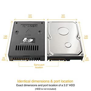 ICY DOCK Light Weight 2.5" to 3.5" SATA (22pin) HDD &amp; SSD Converter / Mounting Kit for Internal 3.5" Drive Bay | EZConvert Lite MB882SP-1S-2B Classic Black