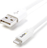 StarTech.com 2m (6ft) Long White Apple 8-pin Lightning Connector to USB Cable for iPhone / iPod / iPad - Charge and Sync Cable (USBLT2MW) 6ft White