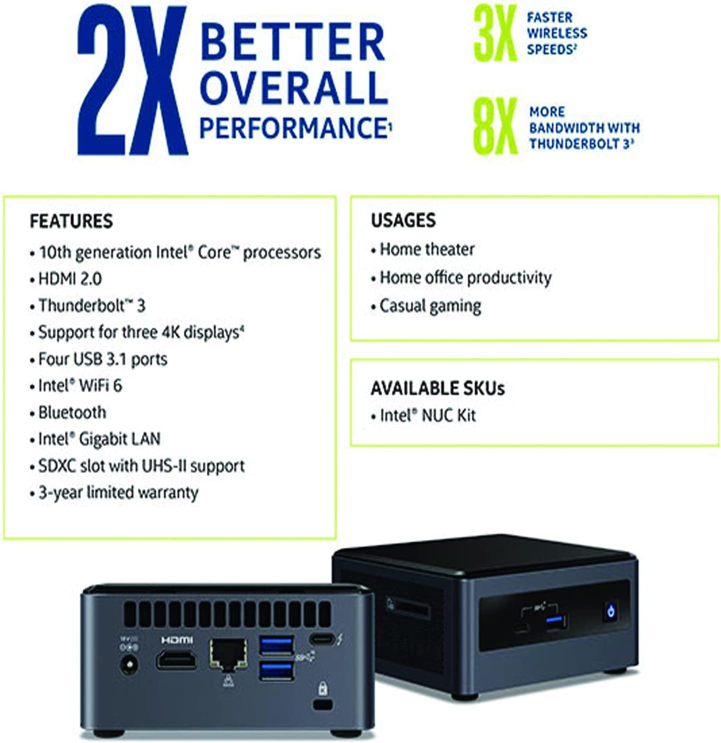 Intel NUC, Intel NUC 10 Mini PC, Win10 Pro Mini Computer, Frost