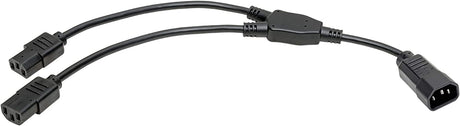 Tripp lite C14 Male to C13 Female Splitter, PDU Style - C14 to 2X C13, 10A, 100–250V, 18 AWG, 18 in, Black