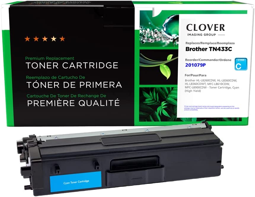 Clover imaging group Clover Remanufactured Toner Cartridge Replacement for Brother TN433C | Cyan | High Yield Cyan 4,000