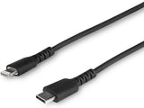 StarTech.com 3 Foot (1m) Durable Black USB-C to Lightning Cable - Heavy Duty Rugged Aramid Fiber USB Type A to Lightning Charger/Sync Power Cord - Apple MFi Certified iPad/iPhone 12 (RUSBCLTMM1MB) Black 1m