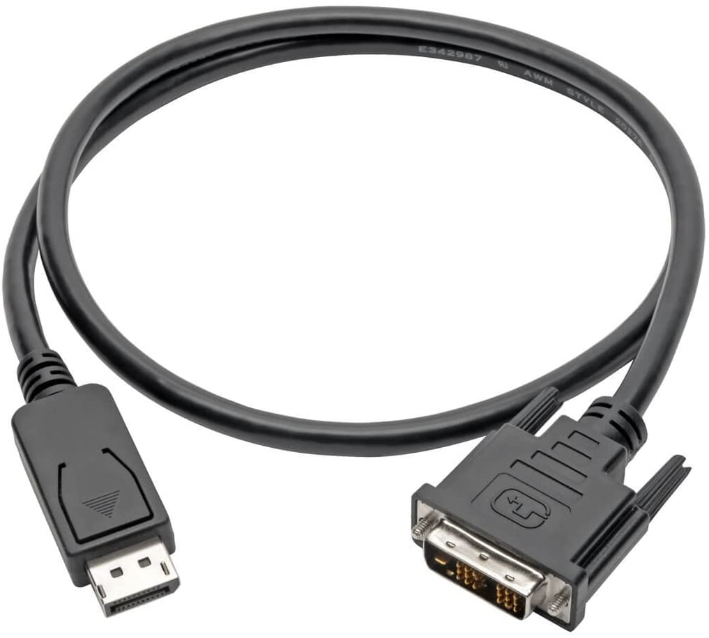 Tripp Lite DisplayPort to DVI-D Adapter Converter Cable DP with Latches, M/M 1080p @ 60Hz 3ft 3' (P581-003), black