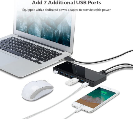 [2nd Gen] TP-Link 7-Port USB 3.0 Ultra Slim Hub Including 3 BC 1.2 Charging Ports up to 5V / 1.5A. Compatible with Windows, Mac, Chrome &amp; Linux OS, with Power On/Off Button (UH700)