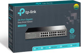 TP-Link 24 Port Gigabit Switch | Easy Smart Managed | Plug &amp; Play | Limited Lifetime Protection | Desktop/Rackmount | Sturdy Metal w/ Shielded Ports | Support QoS, Vlan, IGMP &amp; LAG (TL-SG1024DE) 24 Port w/ Enhanced Features