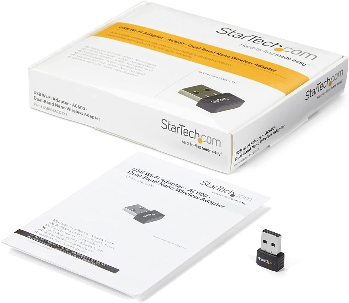 StarTech.com Wireless USB WiFi Adapter – Dual Band AC600 Wireless Dongle - 2.4GHz / 5GHz - 802.11ac Wi-Fi Laptop Adapter (USB433ACD1X1)