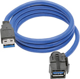 Tripp Lite USB 3.0 SuperSpeed Keystone Jack Type-A Extension Cable (M/F), 3 ft. (U324-003-KJ)