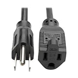 Tripp Lite Standard Power Extension Cord Cable 18 AWG 120V/10A NEMA 5-15R to NEMA 5-15P Black 12ft 12' (P022-012)