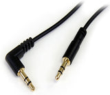 StarTech.com 3 ft. (0.9 m) 3.5mm Audio Cable - 3.5mm Slim Audio Cable - Right Angle - Male/Male - Aux Cable (MU3MMSRA), Black 3 ft 1 Angled Connector Audio Cable