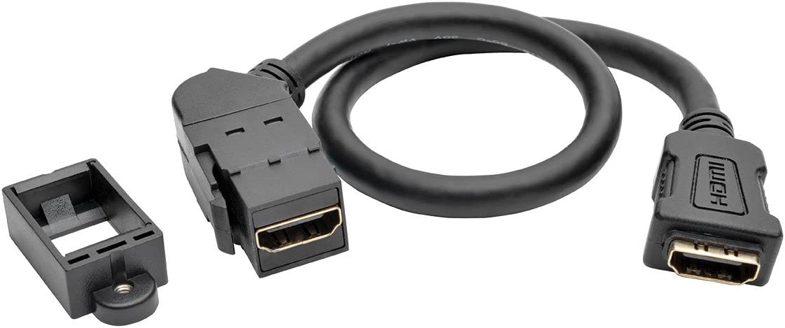 Tripp Lite High-Speed HDMI with Ethernet All-in-One Keystone/Panel Mount Coupler Cable (F/F), Angled Connector, 1 ft. (P164-001-KPA-BK)