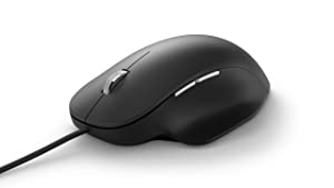 Microsoft Ergonomic Mouse Black - Comfortable Ergonomic Design and Thumb Rest. Wired USB Mouse with 2 Programmable Buttons, Works for PC/Laptop/Desktop