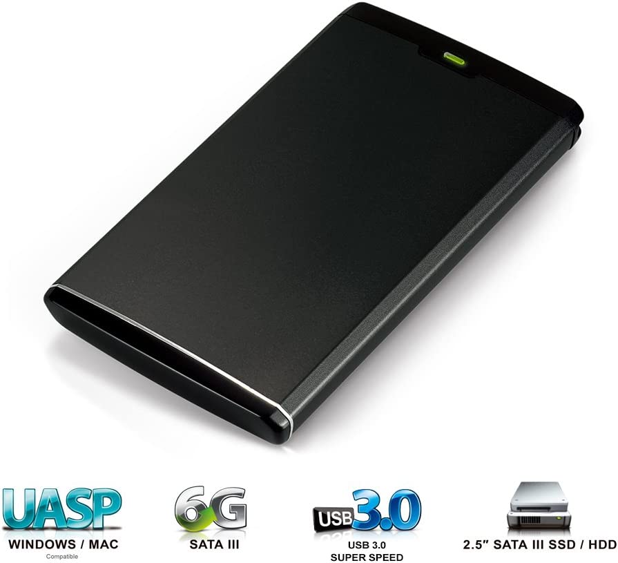 Mediasonic USB 3.0 2.5” SATA Hard Drive Enclosure (Aluminum Body) – Optimized for SSD, Support UASP and SATA 3 HDD (HDR-SU3)