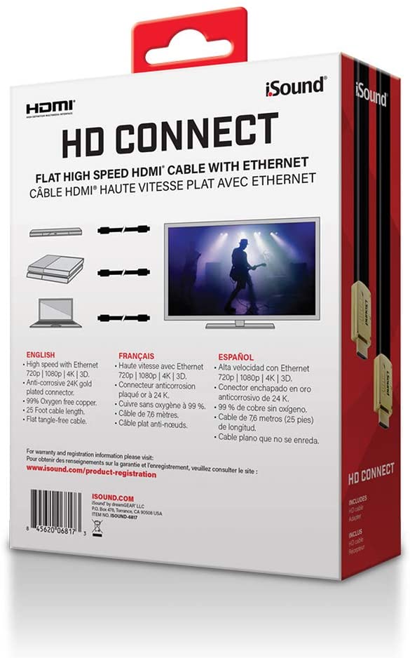 Isound dreamGEAR 15 FT Flat HDMI Cable for Home Theaters, Xbox, Playstation, Apple TV and More