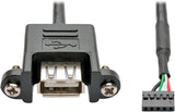 TRIPP LITE USB 2.0 Panel Mount Cable 5 Pin Motherboard IDC USB-A F/F 1' (U024-001-5P-PM) 1 ft.