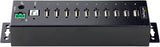 StarTech.com 10-Port Industrial USB 2.0 Hub, Rugged USB Hub w/ESD Level 4 Protection, DIN/Wall/Desk-Mountable USB-A Hub, USB Port Expander w/Lockable Ports, USB Expansion Hub (USB210AIND-USB-A-HUB) 10 port Industrial Temperature range