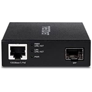 TRENDnet Gigabit Poe Pd SFP Fiber Media Converter, Poe Powered 100/1000Base-T to SFP Fiber Media Converter, Compact Design, TFC-PGSFP SFP Gigabit PoE+