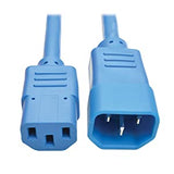 Tripp Lite 2 ft. Heavy Duty Power Extension Cord, C14 to C13, 15A, 14 AWG, Blue (P005-002-ABL) Blue 2 ft. Cord