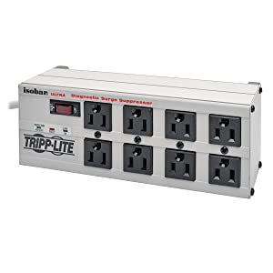 Tripp Lite ISOBAR8ULTRA Isobar 8 Outlet Surge Protector Power Strip, 12ft Cord, Right-Angle Plug, Metal Lifetime Limited Warranty &amp; Dollar 50,000 Insurance White 8 Outlet 12 ft Cord Power Strip