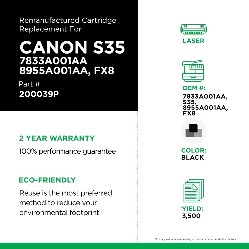 Clover imaging group Clover Remanufactured Toner Cartridge Replacement for Canon 7833A001AA/8955A001AA (S35/FX8) | Black
