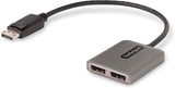 StarTech.com 2-Port DisplayPort MST Hub, Dual 4K 60Hz, DP to 2X DisplayPort Monitor Adapter, DP 1.4 Multi-Monitor Video Adapter, 1ft (30cm) Built-in Cable, USB Powered, Windows Only (MST14DP122DP)