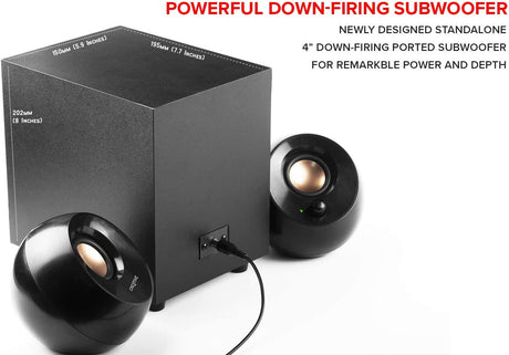 Creative Pebble Plus 2.1 USB-Powered Desktop Speakers with Powerful Down-Firing Subwoofer and Far-Field Drivers, Up to 8W RMS Total Power for Computer PCs and Laptops (Black) 2.1 USB-A Speaker with Subwoofer