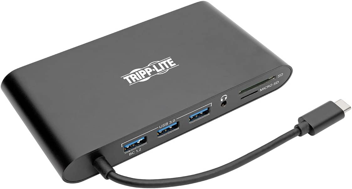 Tripp Lite USB 3.1 Gen 1 USB-C Docking Station w/USB-A, HDMI, VGA, mDP, Gigabit Ethernet, Mem Card, 3.5mm &amp; USB-C PD Charging, Black Housing USB C, USB Type C, USB Type-C (U442-DOCK1B)