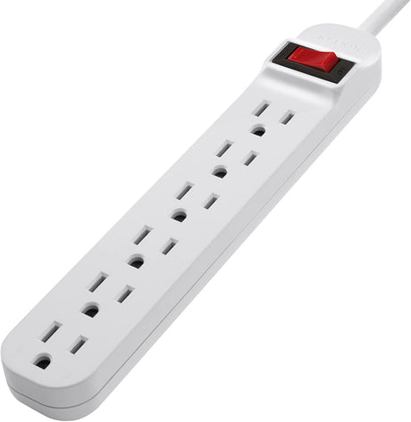 Belkin 6-Outlet Power Strip With 3ft Cord, White Standard Plug Power Strip