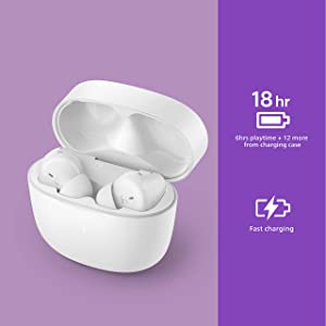 Philips T2206 True Wireless Headphones with IPX4 Water Resistance and Super-Small Charging case Arctic White One size fits all In-Ear with Tip