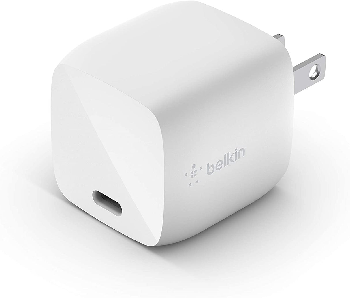 Belkin USB C 30W GaN Wall Charger, Fast Charging Adapter with Power Delivery, GaN, Folding Prongs Compatible with iPhone 14, 14 Plus, 14 Pro, 14 Pro Max, 13, 13 Mini, SE, 12, iPad Pro, Air, Mini Standalone USB-C GaN Cube