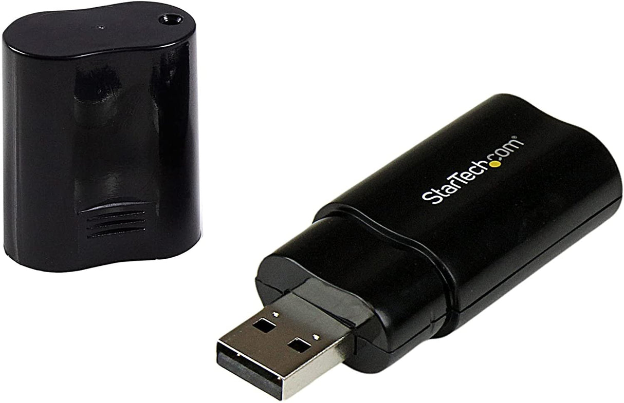 StarTech.com USB Sound Card - 3.5mm Audio Adapter - External Sound Card - Black - External Sound Card (ICUSBAUDIOB) HP + Mic