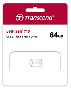 Transcend 64GB JetFlash 710 USB 3.1/3.0 Flash Drive (TS64GJF710S), Silver 64 GB Silver