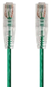 Monoprice Cat6 Ethernet Patch Cable - 1 feet - Green | Snagless RJ45 Stranded 550MHz UTP CMR Riser Rated Pure Bare Copper Wire 28AWG - SlimRun Series 1 Feet Green