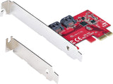 StarTech.com SATA PCIe Card - 2 Port PCIe SATA Expansion Card - 6Gbps - Full/Low Profile - PCI Express to SATA Adapter/Controller - ASM1061 Non-Raid - PCIe to SATA Converter (2P6G-PCIE-SATA-CARD) Non-RAID 2 Port