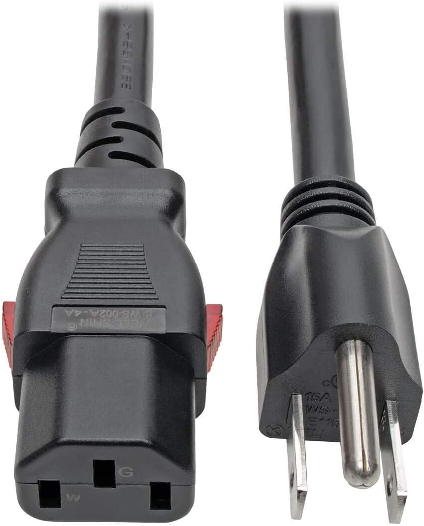 Tripp Lite Computer Power Cord (NEMA 5-15P to C13 Power Cord), Heavy Duty, Locking C13 Connector, 15A, 125V, 14AWG, 3 ft. (P007-L03)